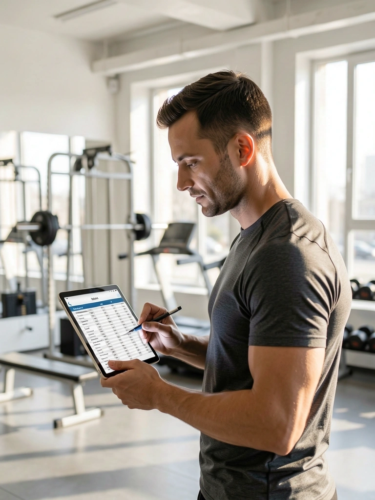 Coach reviewing progress data